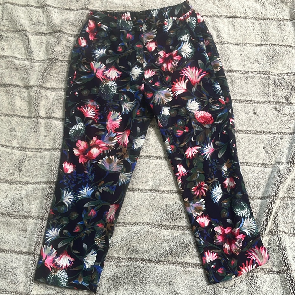 J Crew Pull on Easy Pants in Navy Floral